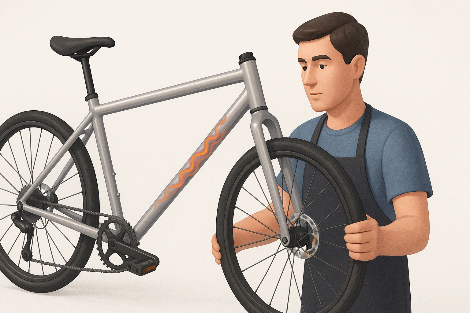 Fietsframe met magnesium componenten en trillingsdemping visualisatie