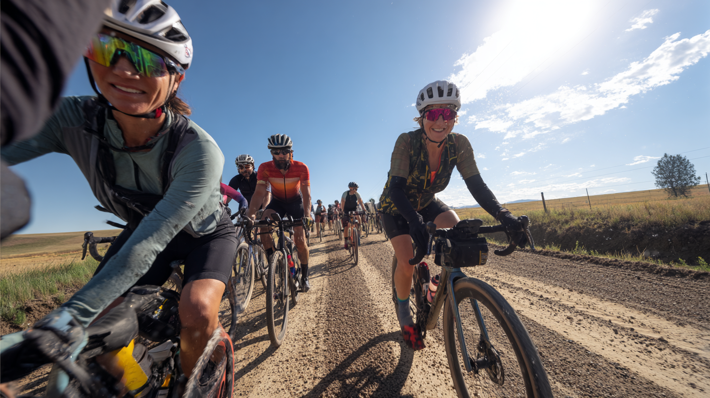 Groep beginnende gravelbikers tijdens tocht
